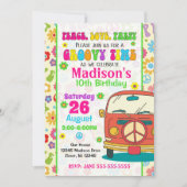 Groovy 70sをテーマにした誕生日招待状/ Hippie Van 招待状 (正面)