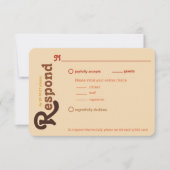 Groovy 70sオレンジ色ブラウン応答して結婚下さい 出欠カード (正面)