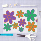 Groovy 70sスタイルフラワーティッシュペーパー 薄葉紙 (クラフト)