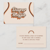 Groovy 70sタイポグラフィレトロレインボーおむつラッフル エンクロージャーカード (正面/裏面)