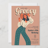 Groovy 70sダンスパーティーレトロ30th Birthday 招待状 (正面)