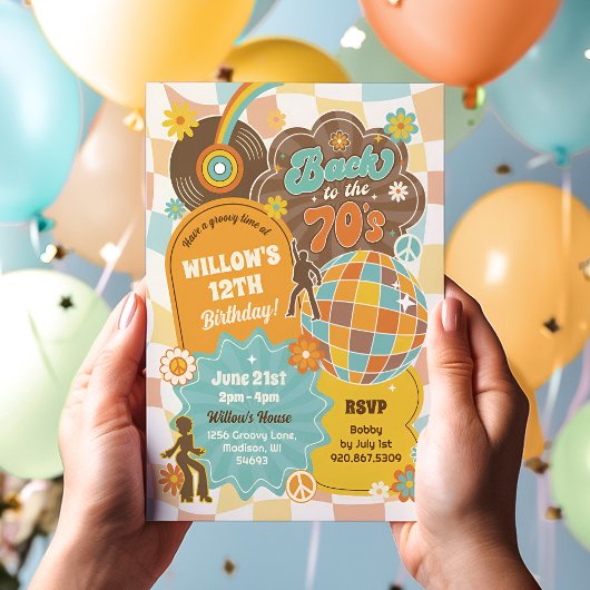 Groovy 70sディスコ誕生日招待状 招待状