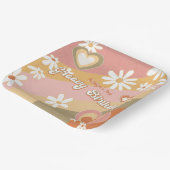 Groovy 70sデイジー花ハートレインボー誕生日 ペーパープレート (傾斜あり)