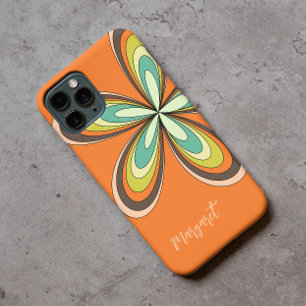 Groovy 70sヒッパイフラワーオレンジレトロデイジー名 iPhone 11 ケース