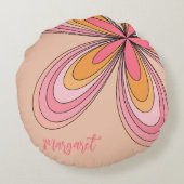 Groovy 70sヒッパイフラワーピーチファズデイジー名 ラウンドクッション (裏面)