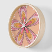 Groovy 70sヒッパイフラワーピーチファズレトロデイジー 壁時計 (傾斜)