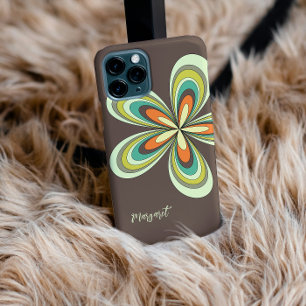 Groovy 70sヒッパイフラワーブラウンレトロデイジー名 iPhone 11 ケース