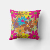 Groovy 70sヒッピーフローラレトロフラワーパワー クッション (裏面)