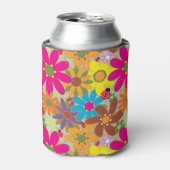 Groovy 70sヒッピーフローラレトロフラワーパワー 缶クーラー (缶正面)