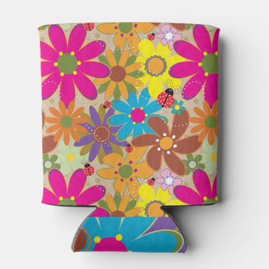 Groovy 70sヒッピーフローラレトロフラワーパワー 缶クーラー (裏面)