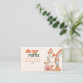 Groovy 70sヒッピー赤ちゃんシャワーおむつラッフルカード 名刺 (スタンド正面)