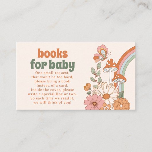 Groovy 70sヒッピー赤ちゃんシャワーブックベビーカード 名刺 (正面)