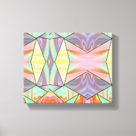 Groovy 70sピンクパープルとティール（緑がかった色）大理石パターン キャンバスプリント