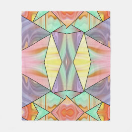 Groovy 70sピンクパープルとティール（緑がかった色）大理石パターン フリースブランケット