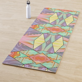 Groovy 70sピンクパープルとティール（緑がかった色）大理石パターン ヨガマット