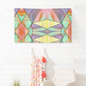 Groovy 70sピンクパープルとティール（緑がかった色）大理石パターン 横断幕 (インサイチュ)