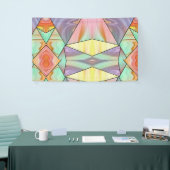 Groovy 70sピンクパープルとティール（緑がかった色）大理石パターン 横断幕 (トレードショー)