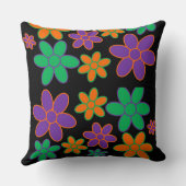 Groovy 70sフラワーデザイン枕 クッション (裏面)