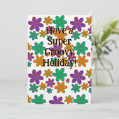 Groovy 70sフラワーホリインスパイアティーカード 招待状 (スタンド正面)