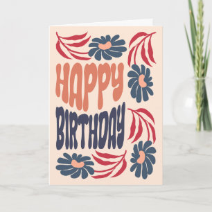 Groovy 70sフローラサイケデリックレトロ誕生日 カード