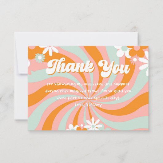 Groovy 70sベビーシャワーありがとう サンキューカード (正面)