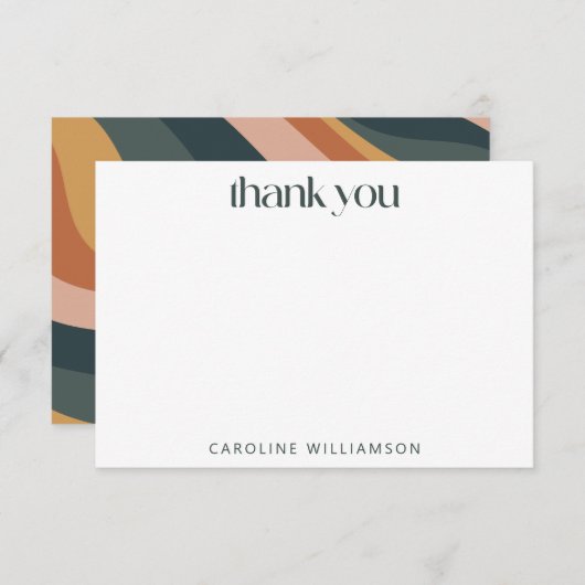 Groovy 70sボ自然ホ抽象芸術ストライプカスタム サンキューカード (正面/裏面)