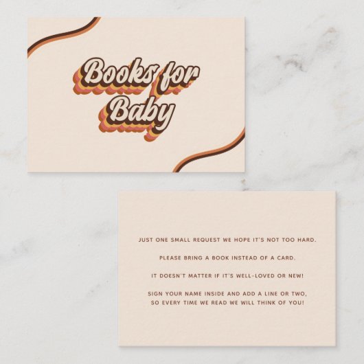 Groovy 70sレトロタイポグラフィブックスベビーレインボー エンクロージャーカード (正面/裏面)