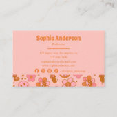 Groovy 70sレトロヒッパイピンク&オレンジファンキー 名刺 (裏面)