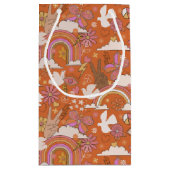 Groovy 70sレトロヒッパイピースオレンジボヘミア スモールペーパーバッグ (裏面)