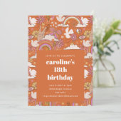 Groovy 70sレトロヒッパイピースオレンジ18誕生日 招待状 (スタンド正面)