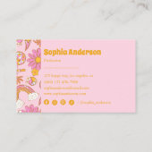 Groovy 70sレトロフローラヴィンテージウォームトーン 名刺 (裏面)