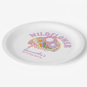 Groovy 70sレトロワイルドフラワーパワー誕生日 ペーパープレート (アングル)