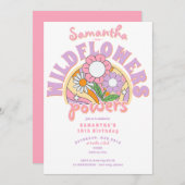 Groovy 70sレトロワイルドフラワーパワー誕生日 招待状 (正面/裏面)