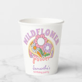 Groovy 70sレトロワイルドフラワーパワー誕生日 紙コップ (裏面)