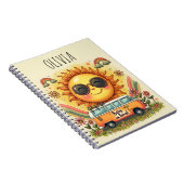 Groovy 70sレトロ笑顔の太陽、平和と愛のバイブ ノートブック (右側)