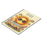 Groovy 70sレトロ笑顔の太陽、平和と愛のバイブ ノートブック (左側)