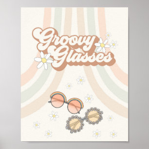 groovy 70sレトロgroovyメガネの好意サイン ポスター