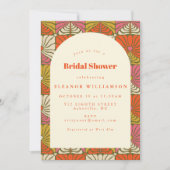 Groovy 70sヴィンテージオレンジフローラブライダルシャワー 招待状 (正面)
