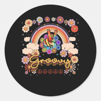 Groovy 70s絞り染めヴィンテージ70sレトロフラワーヒッピー ラウンドシール