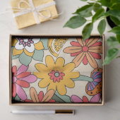 Groovy 70s、オレンジ、ピンク、グリーンフローラ 薄葉紙 (ギフト)