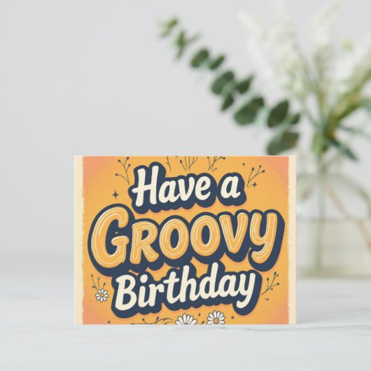 Groovy 70s Birthday Card ポストカード (スタンド正面)