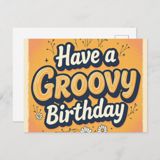 Groovy 70s Birthday Card ポストカード (正面/裏面)