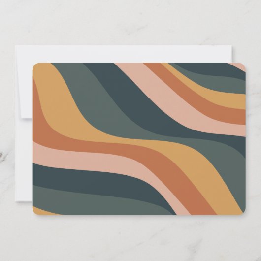 Groovy 70s Boho自然抽象芸術ストライプの結婚受信 招待状 (裏面)