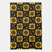 Groovy 70s Daisy Flower Power Pattern キッチンタオル (縦)