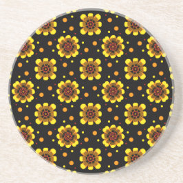 Groovy 70s Daisy Flower Power Pattern コースター