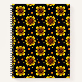 Groovy 70s Daisy Flower Power Pattern ノートブック