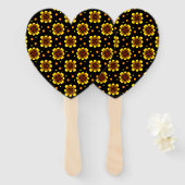 Groovy 70s Daisy Flower Power Pattern ハンドファン (正面&裏面)