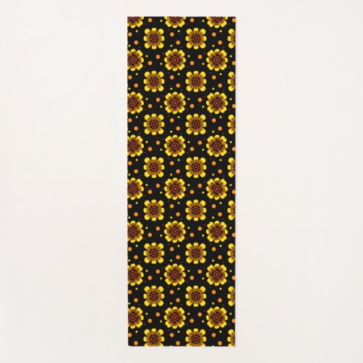 Groovy 70s Daisy Flower Power Pattern ヨガマット (正面)