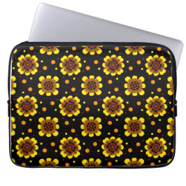 Groovy 70s Daisy Flower Power Pattern ラップトップスリーブ