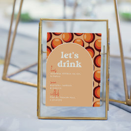 Groovy 70s Let's Drink's 結婚バーの看板 ポスター